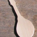 Mandoline beeldje bruiloft thema muziek handgemaakt massief hout versiering scrapbooking