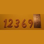 Houten cijfers 1,2,3,6,9 3,2cm hoog, 3mm dik, gemaakt van beukenhout voor klokken