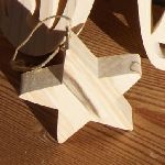 Ster 5x5 cm in massief berkenhout, handgemaakte kerstversiering