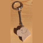 sleutelhanger hondenkop Sint Bernard, golden retriever handgemaakt massief hout