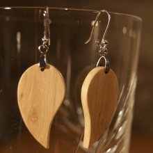 rond blad oorbellen charme ethische houten sieraden, natuur sieraden gewaxt, handgemaakt