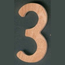 Houten nummer 3, 8cm hoog, te schilderen en te lijmen