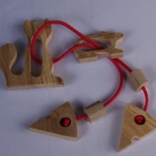 Kat en muis puzzel Hout en touw