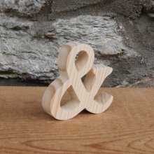 bord en, ampersand 15 cm in hout te plaatsen