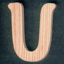 Houten letter U, hoogte 5 cm, gemaakt van essenhout