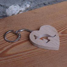 hart en kangoeroe sleutelhanger van massief beukenhout